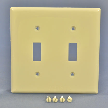Cooper 5139LA Light Almond 2-Gang Switch Plate Cover Unbreakable Nylon Wallplate