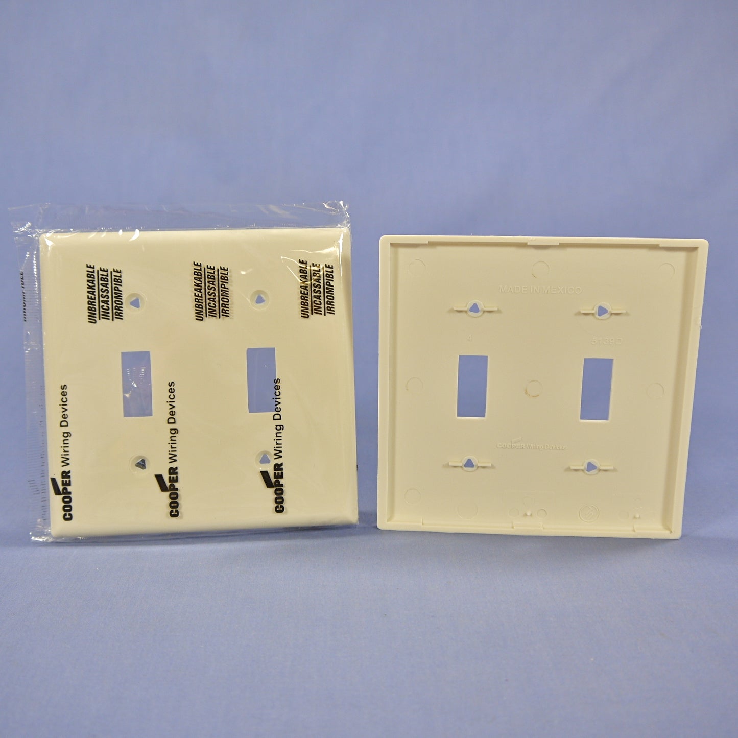 Cooper 5139LA Light Almond 2-Gang Toggle Switch Cover Nylon Wallplates 2-Pack