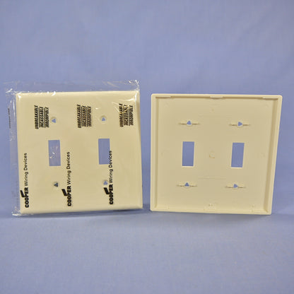 Cooper 5139LA Light Almond 2-Gang Toggle Switch Cover Nylon Wallplates 2-Pack