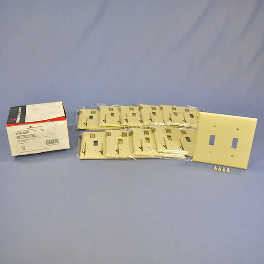 Cooper 5139V Ivory 2-Gang Switch Plate Cover Unbreakable Nylon Wallplates 10pcs