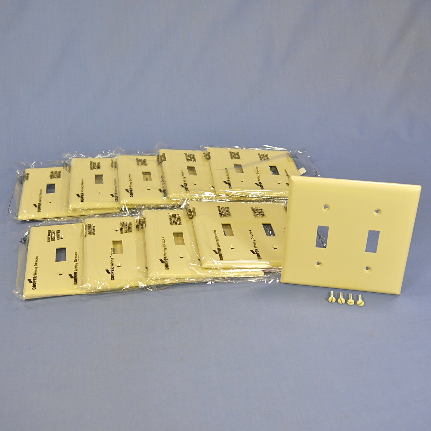 Cooper 5139V Ivory 2-Gang Switch Plate Cover Unbreakable Nylon Wallplates 10pcs