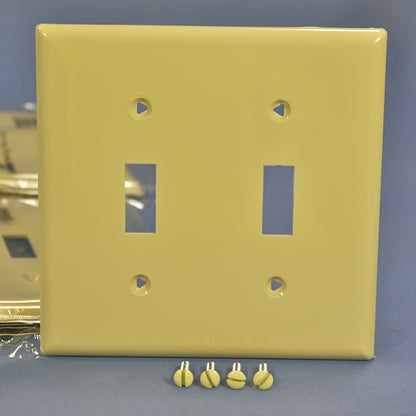 Cooper 5139V Ivory 2-Gang Switch Plate Cover Unbreakable Nylon Wallplates 10pcs