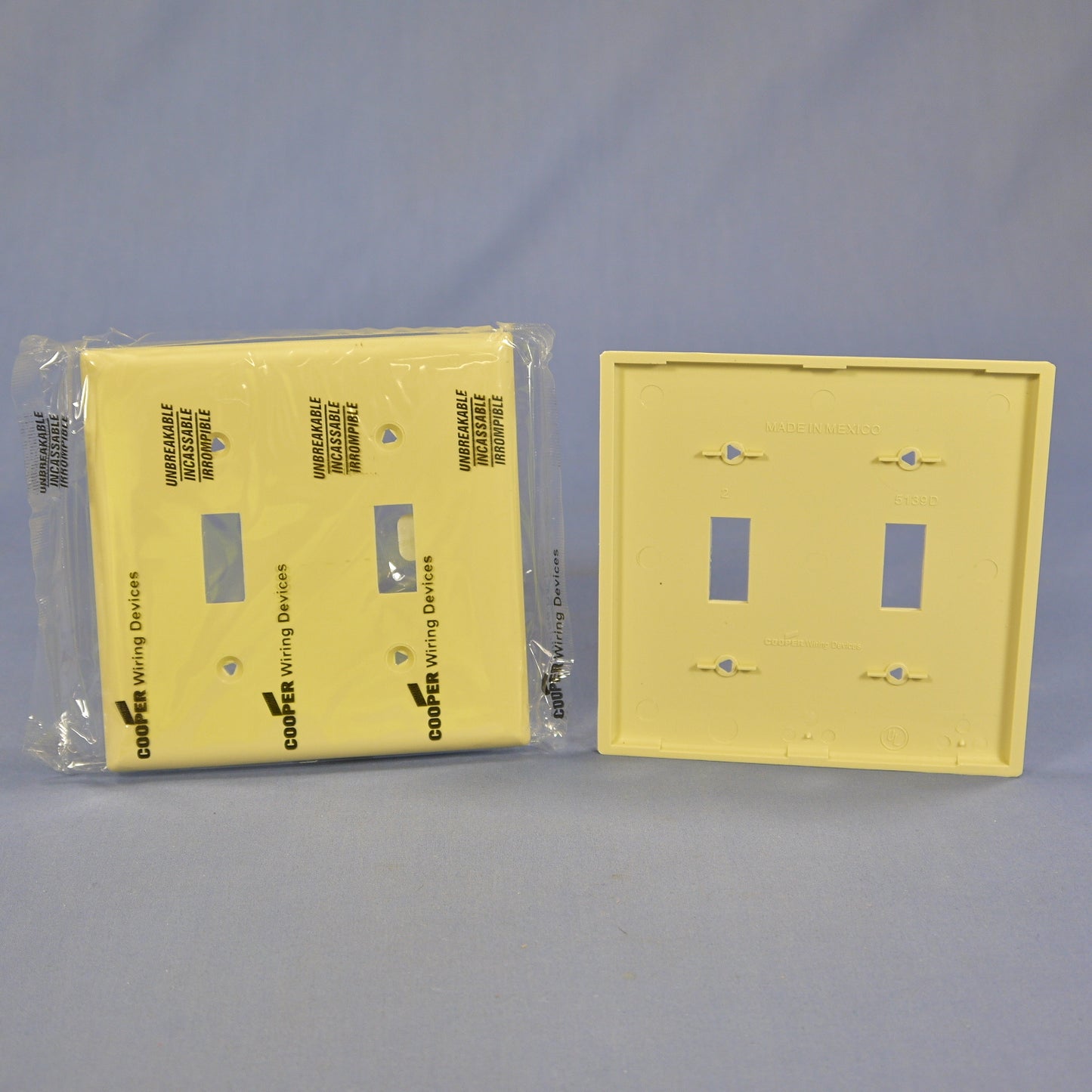 Cooper 5139V Ivory 2-Gang Switch Plate Cover Unbreakable Nylon Wallplates 10pcs