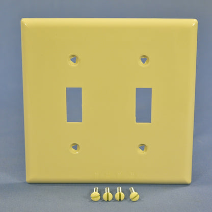 Cooper 5139V Ivory 2-Gang Unbreakable Toggle Switch Plate Cover Nylon Wallplate