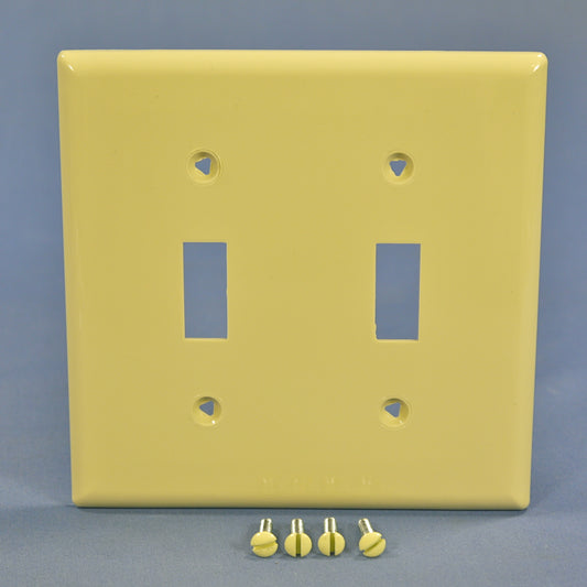 Cooper 5139V Ivory 2-Gang Unbreakable Toggle Switch Plate Cover Nylon Wallplate