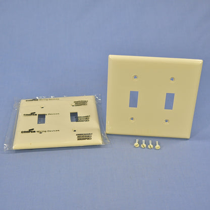 Cooper 5139V Ivory 2-Gang Switch Plate Cover Unbreakable Nylon Wallplates 2pcs
