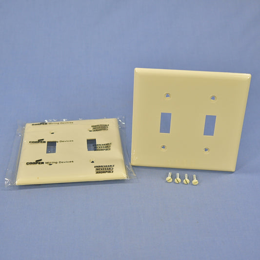 Cooper 5139V Ivory 2-Gang Switch Plate Cover Unbreakable Nylon Wallplates 2pcs