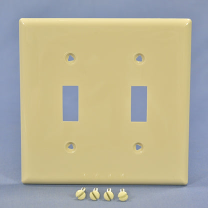 Cooper 5139V Ivory 2-Gang Switch Plate Cover Unbreakable Nylon Wallplates 2pcs