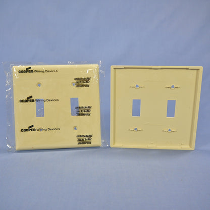 Cooper 5139V Ivory 2-Gang Switch Plate Cover Unbreakable Nylon Wallplates 2pcs
