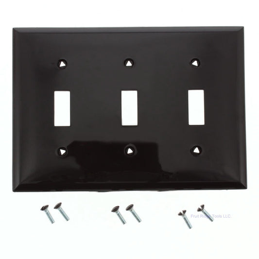Cooper 5141B Brown 3-Gang Toggle Switch Nylon Unbreakable Wallplate Cover Plate