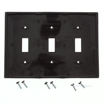 Cooper 5141B Brown 3-Gang Toggle Switch Nylon Unbreakable Wallplate Cover Plate