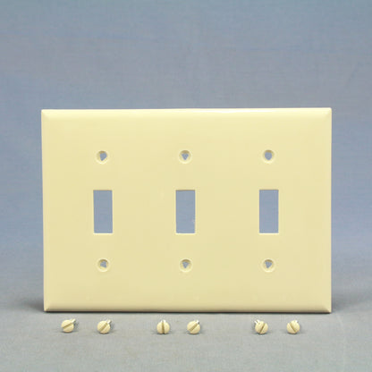 Cooper 5141LA Lt Almond 3-Gang Toggle Switch Cover Unbreakable Nylon Wallplate