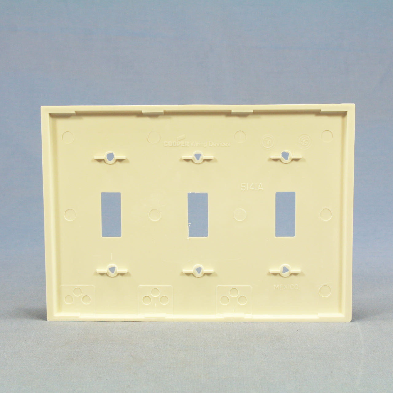 Cooper 5141LA Lt Almond 3-Gang Toggle Switch Cover Unbreakable Nylon Wallplate