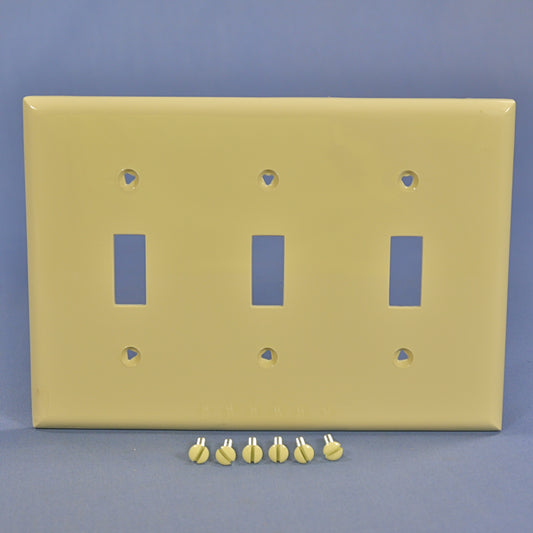 Cooper 5141V Ivory 3-Gang Switch Cover Unbreakable Nylon Wallplate Switchplate