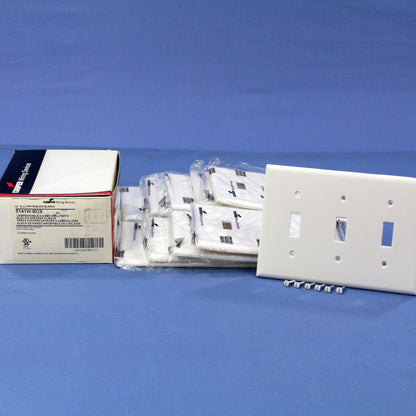 Cooper 5141W White 3-Gang Toggle Switch Cover Unbreakable Nylon Wallplates 10pcs