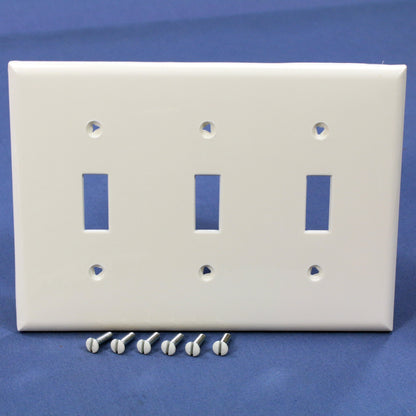 Cooper 5141W White 3-Gang Toggle Switch Cover Unbreakable Nylon Wallplates 10pcs