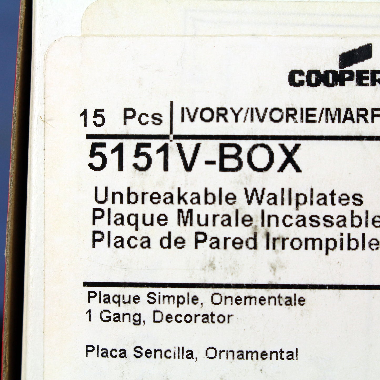 Cooper 5151V Ivory 1-Gang Decorator Unbreakable Nylon Wallplates GFCI Cover 15pc