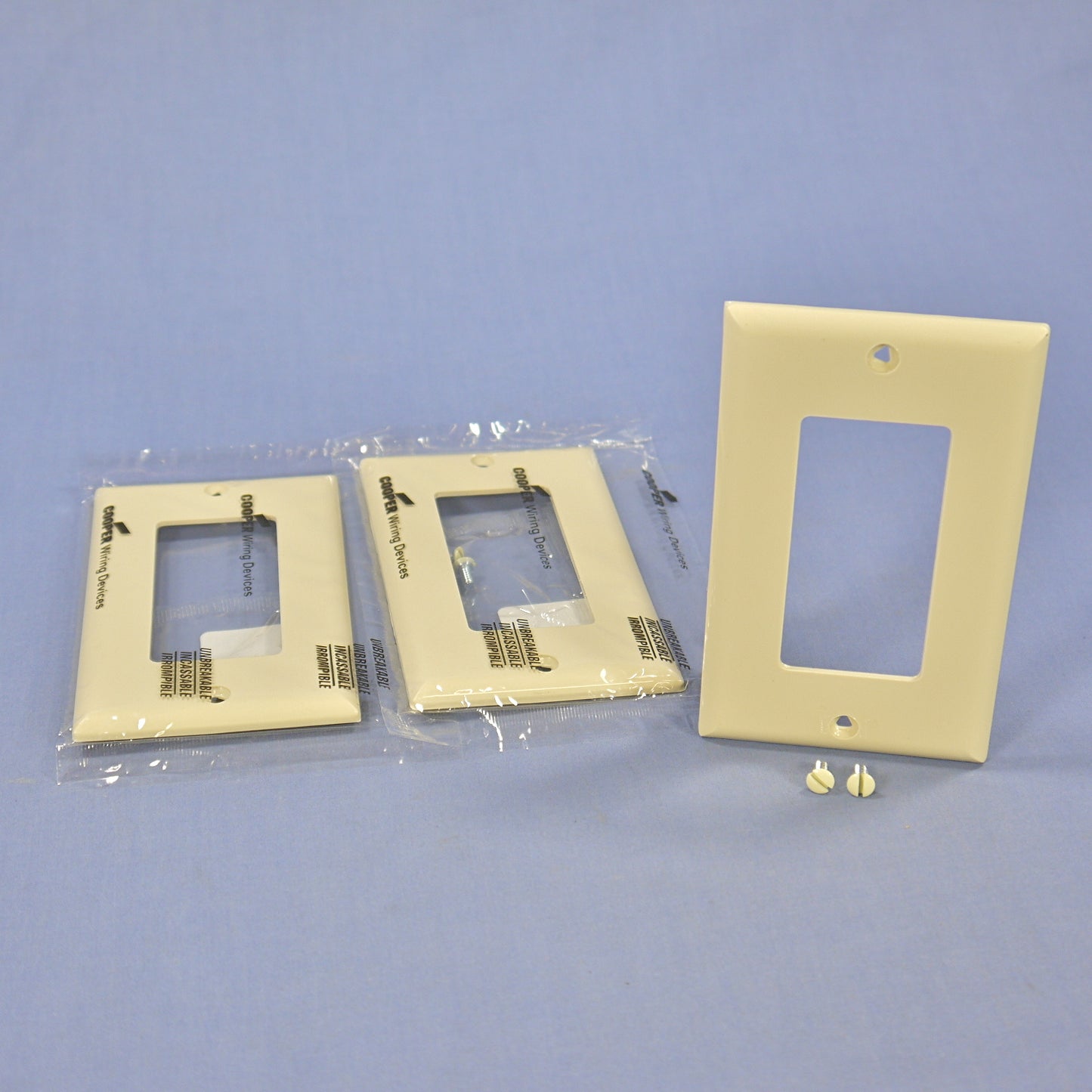 Cooper 5151V Ivory Standard 1-Gang Decorator GFCI Nylon Wallplate Covers 3-Pack