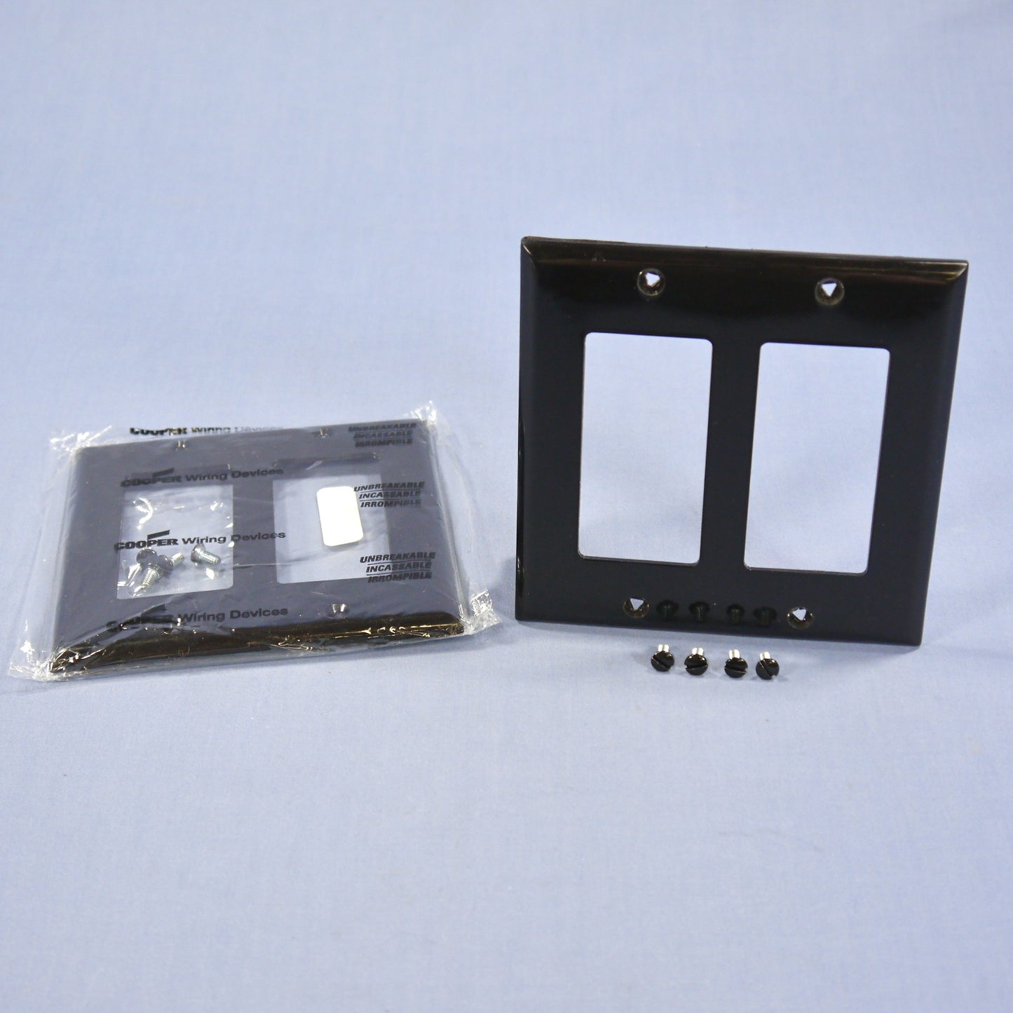 Cooper 5152BK Black 2-Gang Decorator GFCI Unbreakable Nylon Wallplate Cover 2pcs
