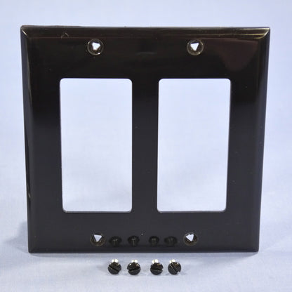 Cooper 5152BK Black 2-Gang Decorator GFCI Unbreakable Nylon Wallplate Cover 2pcs