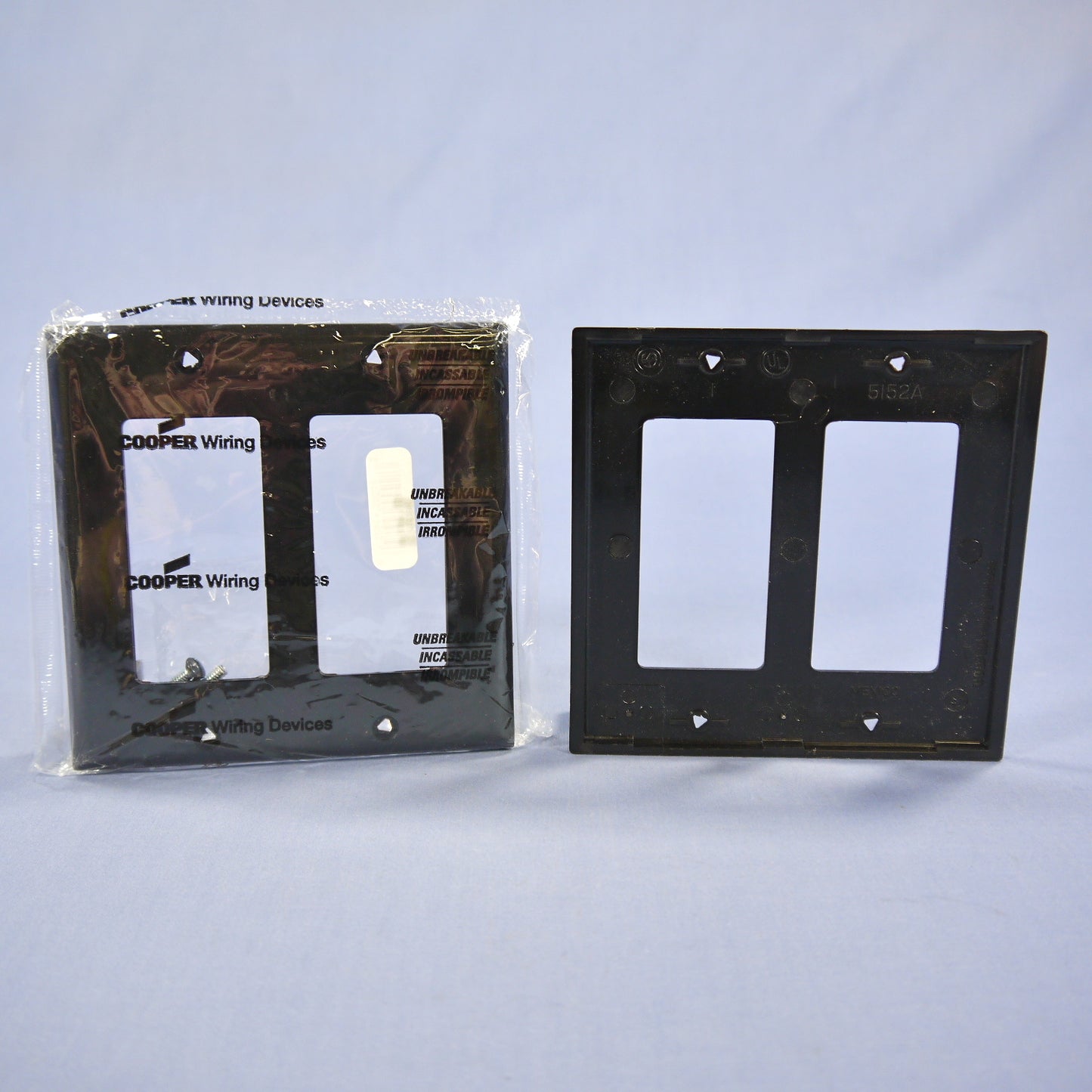 Cooper 5152BK Black 2-Gang Decorator GFCI Unbreakable Nylon Wallplate Cover 2pcs