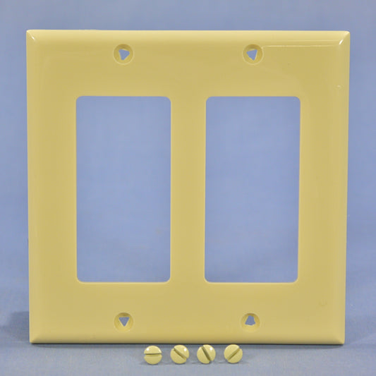 Cooper 5152V Ivory 2-Gang Decorator Unbreakable Nylon Wallplate GFCI GFI Cover