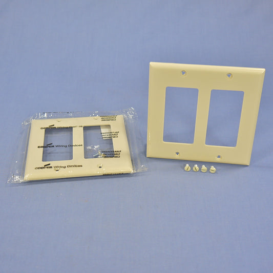 Cooper 5152V Ivory 2-Gang Decorator Unbreakable Standard Wallplate Cover 2pcs