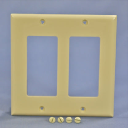 Cooper 5152V Ivory 2-Gang Decorator Unbreakable Standard Wallplate Cover 2pcs