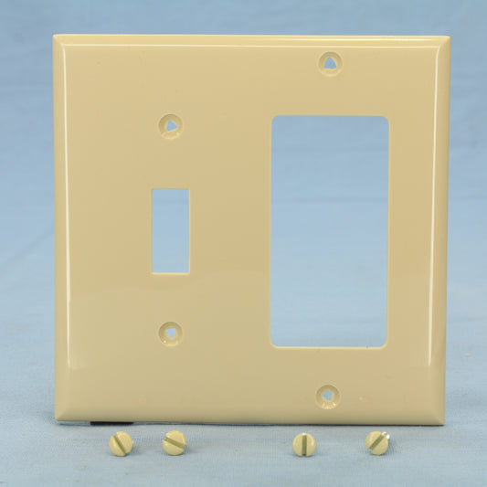 Cooper 5153V Ivory Toggle Switch 2-Gang Decorator GFCI Unbreakable Wallplate GFI
