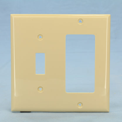 Cooper 5153V Ivory Toggle Switch 2-Gang Decorator GFCI Unbreakable Wallplate GFI