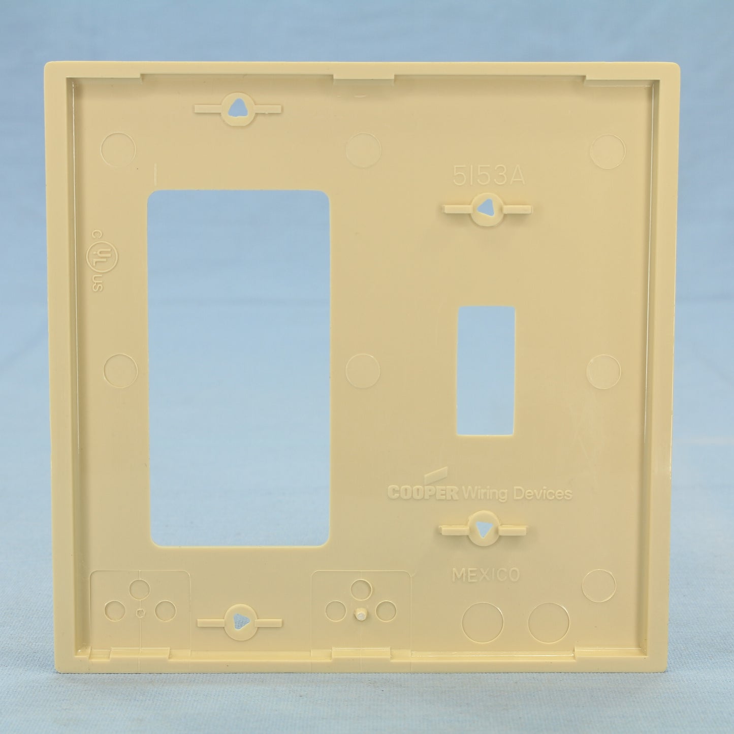 Cooper 5153V Ivory Toggle Switch 2-Gang Decorator GFCI Unbreakable Wallplate GFI
