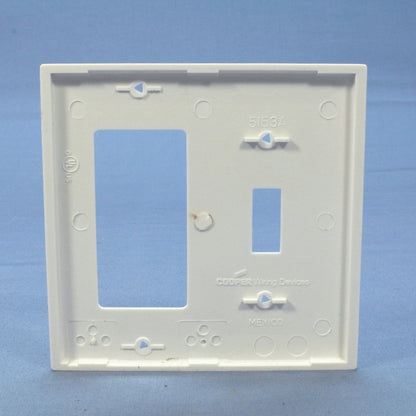 Cooper 5153W White 2-Gang GFCI Decorator Cover Unbreakable Toggle Switchplate