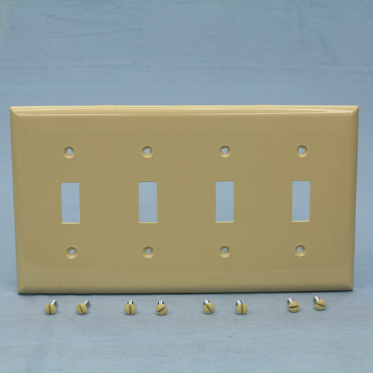 Cooper 5154V Ivory 4-Gang Switch Cover Unbreakable Nylon Wallplate Switchplate