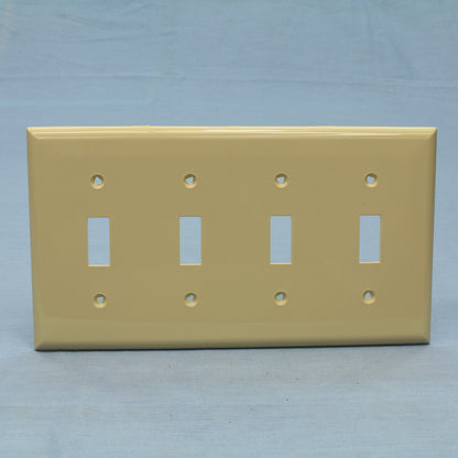 Cooper 5154V Ivory 4-Gang Switch Cover Unbreakable Nylon Wallplate Switchplate