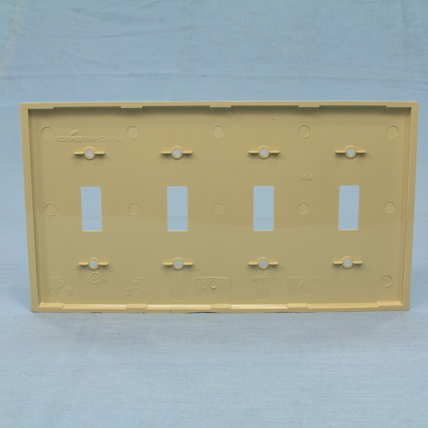 Cooper 5154V Ivory 4-Gang Switch Cover Unbreakable Nylon Wallplate Switchplate