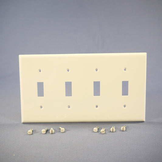 Cooper 5154W White 4-Gang Switch Cover Unbreakable Nylon Wallplate Switchplate