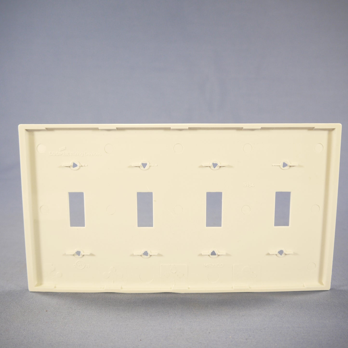 Cooper 5154W White 4-Gang Switch Cover Unbreakable Nylon Wallplate Switchplate