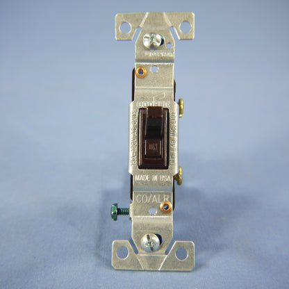 Cooper Brown Single Pole Toggle Wall Light Switch CO/ALR Aluminum 15A 5221-7B