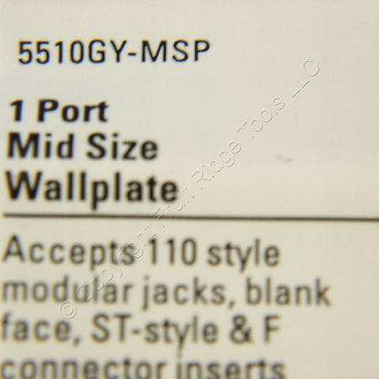 Gray Cat 6 Snap-In Modular Data Jack 110 Style 8-Position RJ45 PLUS Wallplate