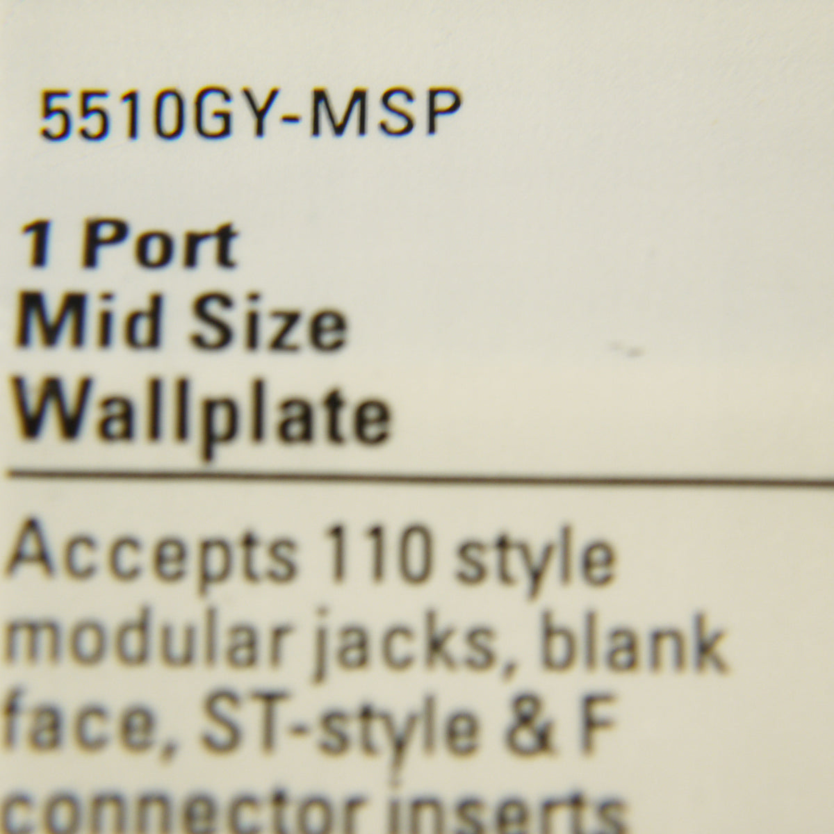 Cooper 5510GY-MSP Gray 1-Gang Mid-Size Flush 110 Style 1-Port Nylon Wallplate