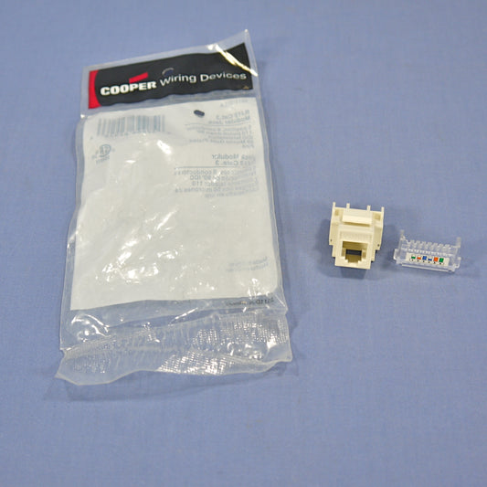 Cooper 5511-3ELA Lt Almond Cat 3e 6-Wire USOC 110 Style Modular Phone/Data Jack