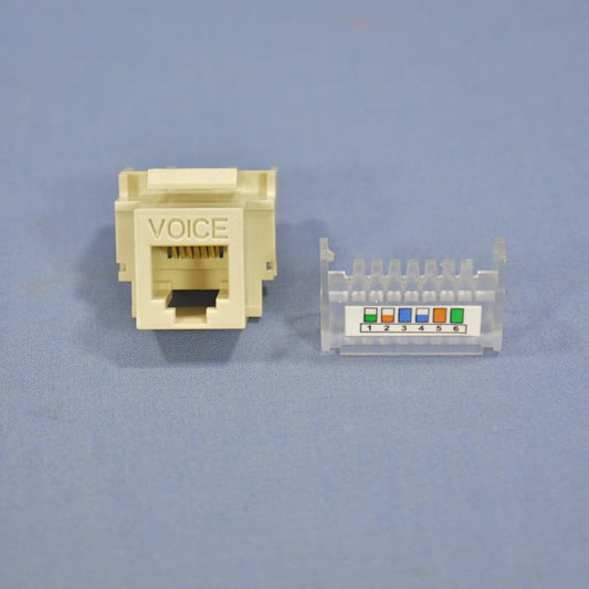 Cooper 5511-3EV Ivory Cat3e Snap-In 110 Style 6Wire USOC Modular Phone/Data Jack