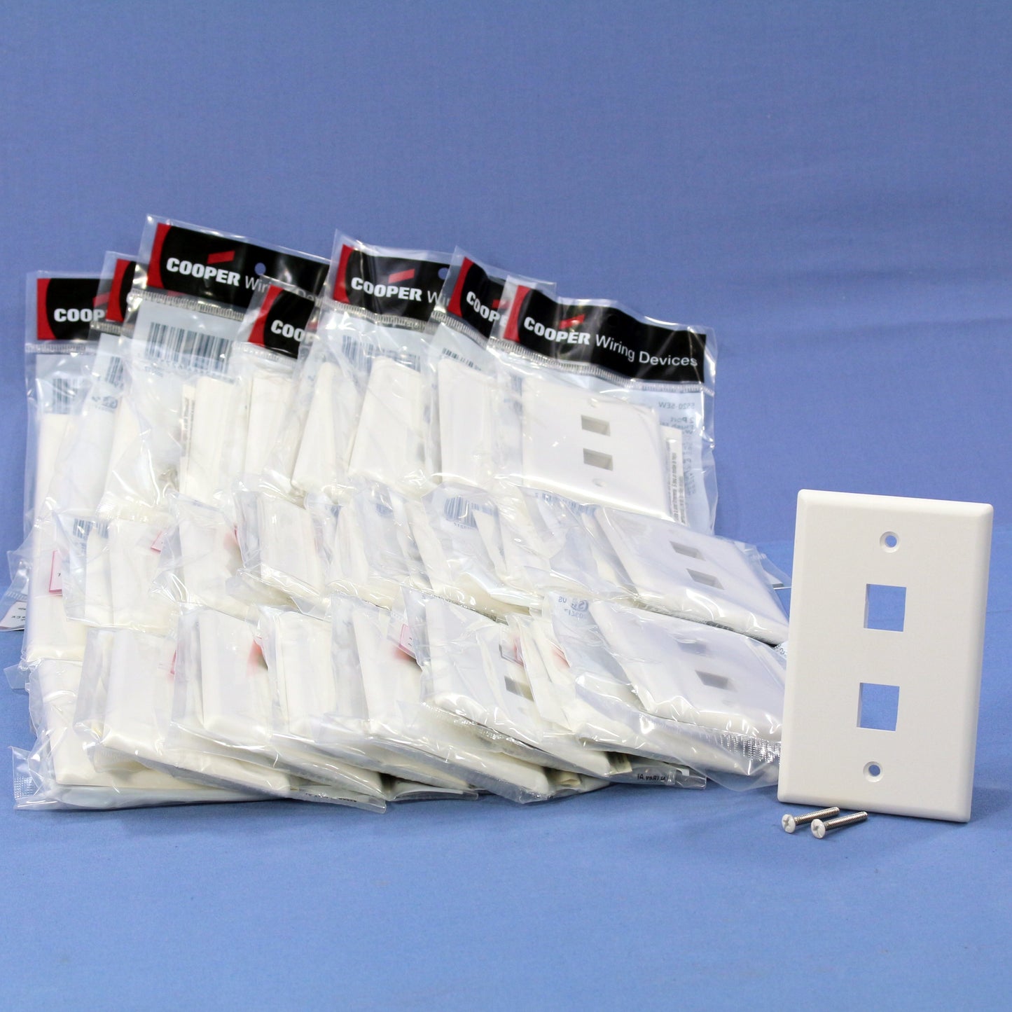Cooper 5520-5EW White 1-Gang Modular 2-Port Thermoplastic Nylon Wallplates 25pcs