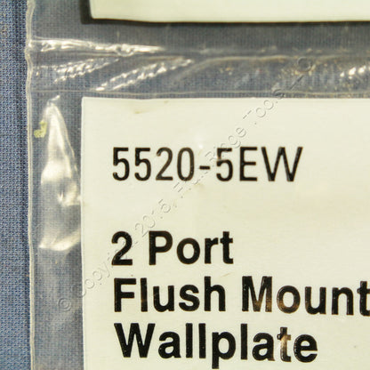 Cooper 5520-5EW White 1-Gang Flush Mount Modular 2-Port Thermoplastic Wallplate