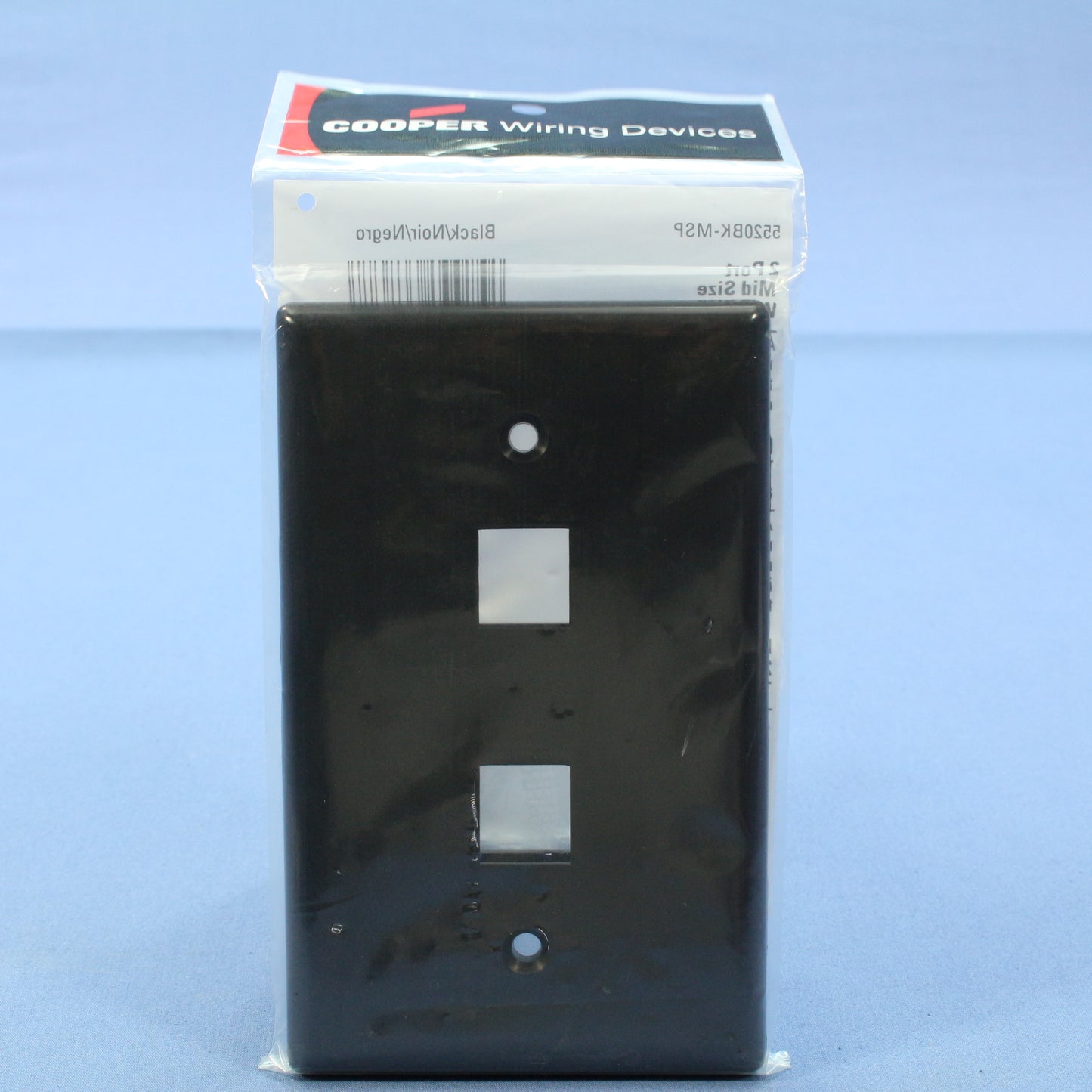 Cooper 552BK-SP Black 1-Gang Mid-Size 2-Port Modular Nylon Wallplate Flush Mount