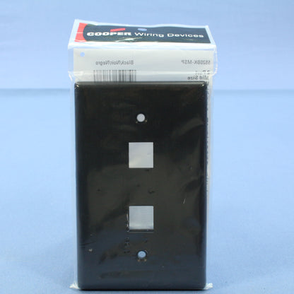 Cooper 552BK-SP Black 1-Gang Mid-Size 2-Port Modular Nylon Wallplate Flush Mount