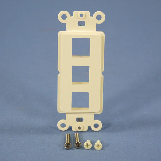 Cooper 5523-5EA Almond 3-Port Decorator Mounting Strap Wallplate Cover Insert