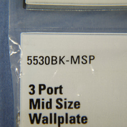 Cooper 5530BK-MSP Black 1-Gang Mid-Size Flush Mount 3-Port Nylon Wallplate Cover