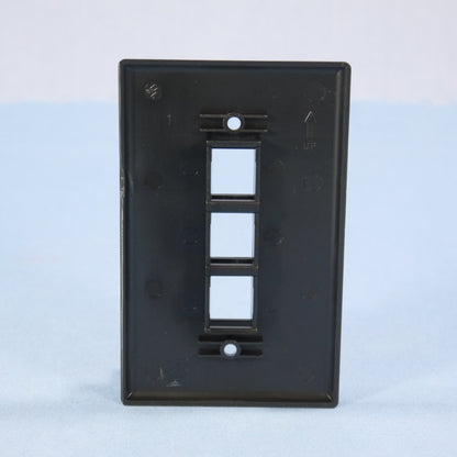 Cooper 5530BK-MSP Black 1-Gang Mid-Size Flush Mount 3-Port Nylon Wallplate Cover