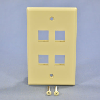 Cooper 5540-5EV Ivory 1-Gang Flush Modular 4-Port Thermoplastic Nylon Wallplate